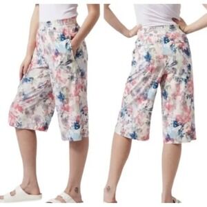 Athleta Savannah Pull On Bermuda Shorts Floral Multicolor Medium